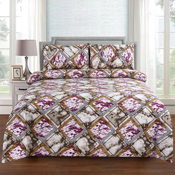 Bedding set with marble pattern in a bedroom setting