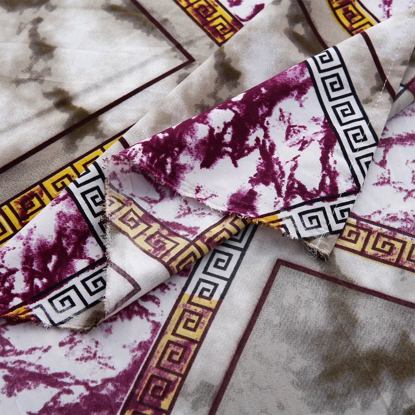 Bedding set with marble pattern in a bedroom setting