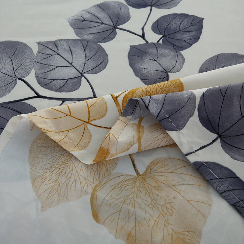 Fabric with leaf pattern on a white background