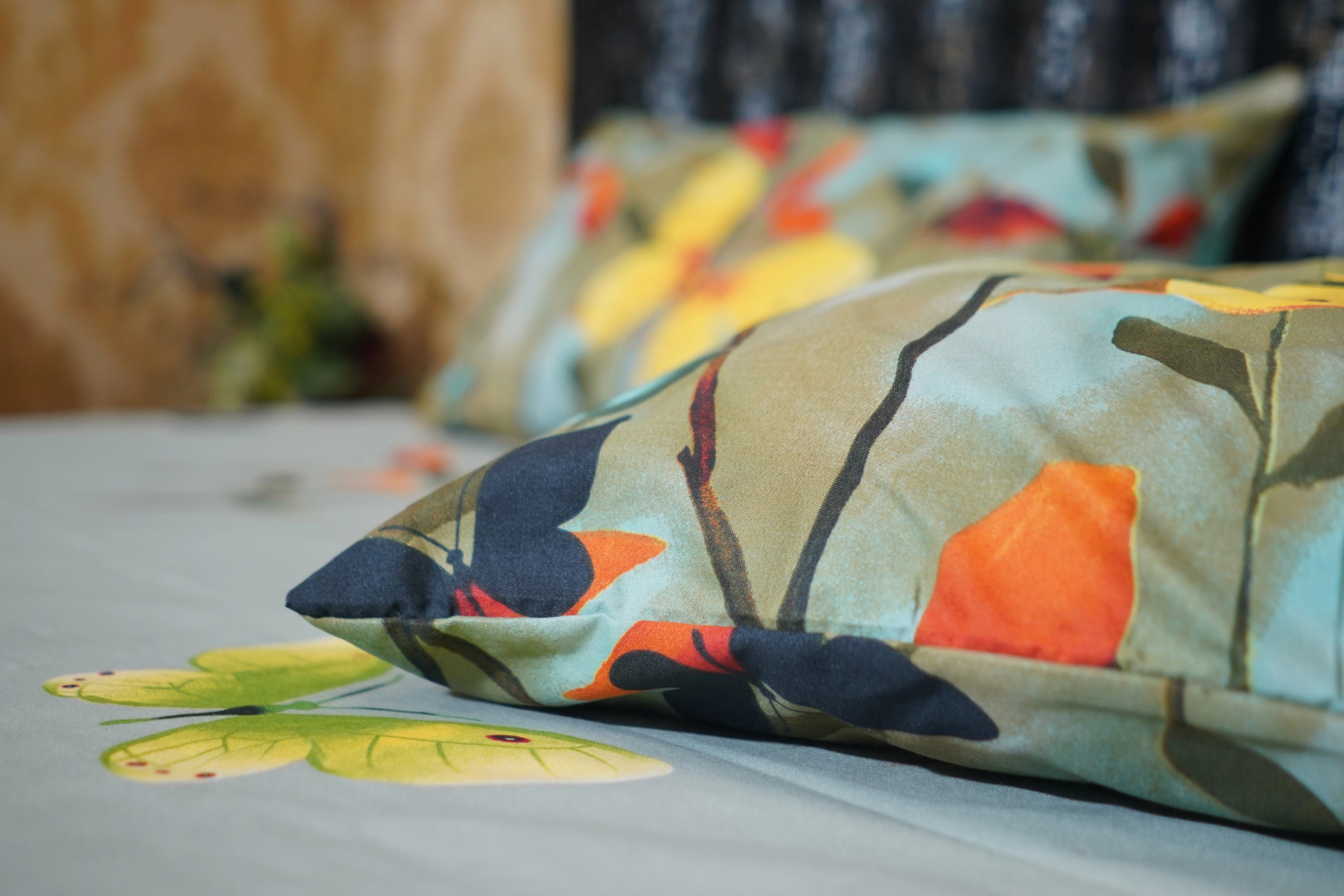 3 Piece Elegant Butterfly Printed Bedsheet Set-2026
