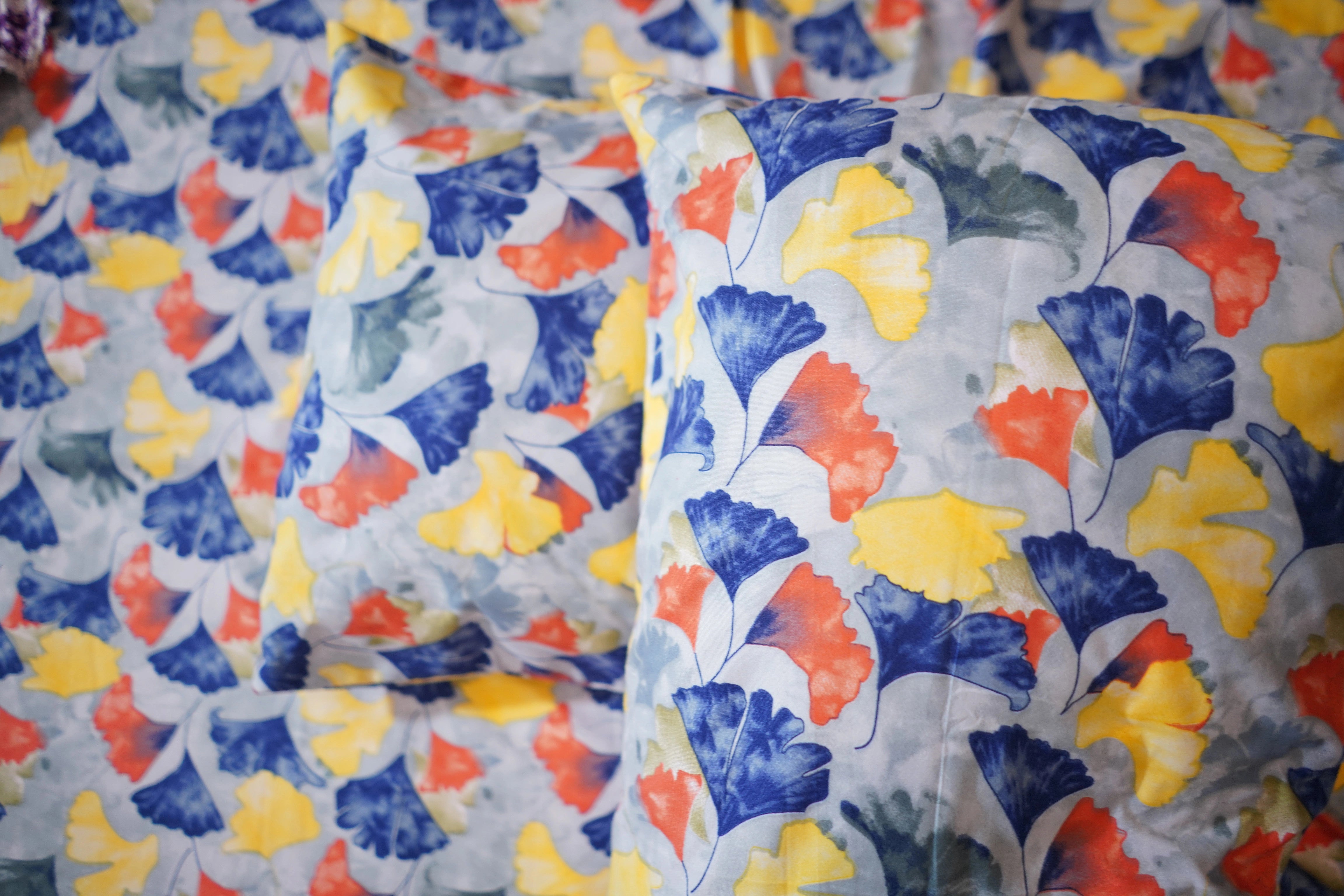 Colorful floral pattern on fabric