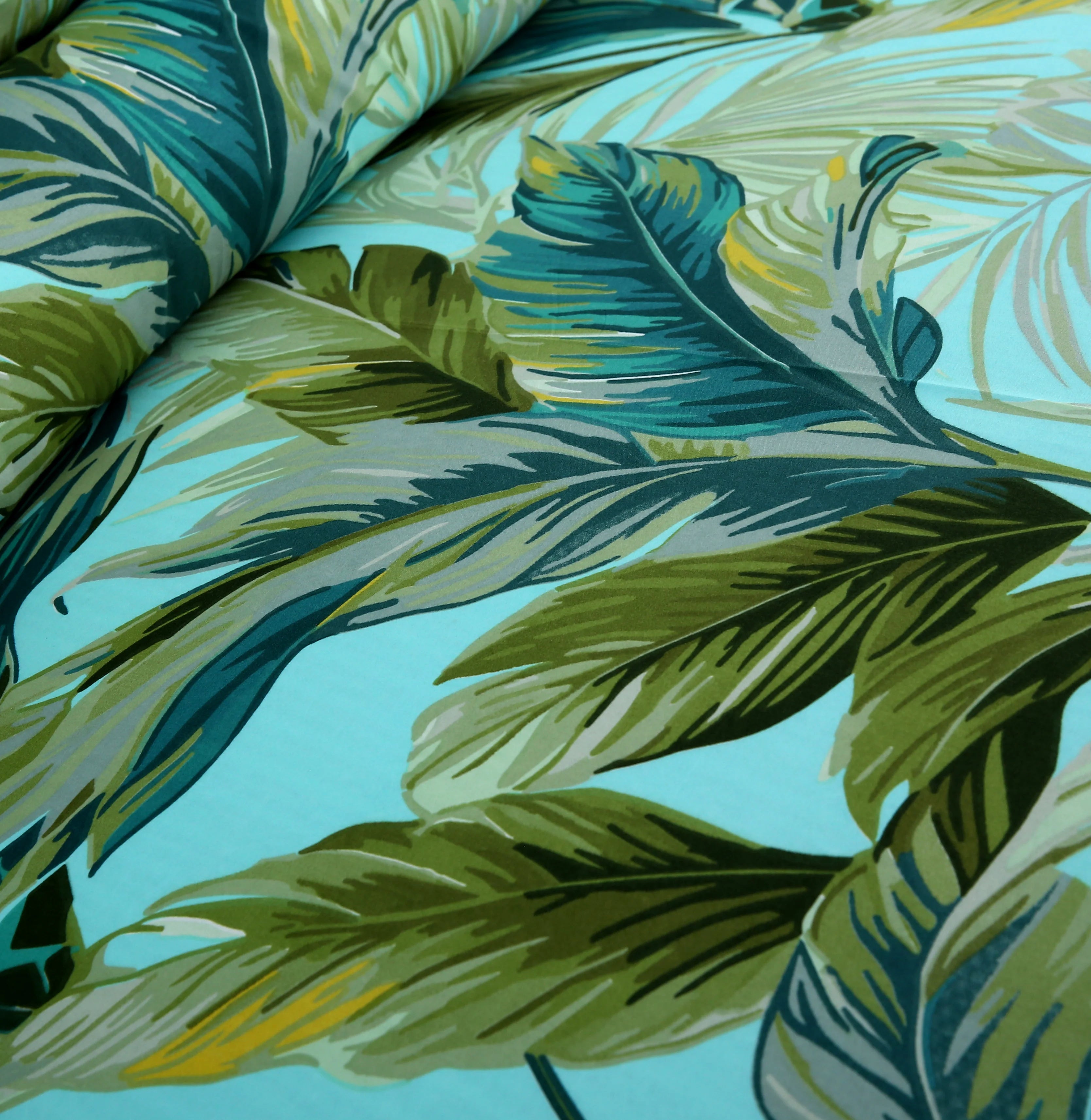 6 Piece Teal and Green Tropical Leaf | Nature-Inspired Duvet Cover Set-2053