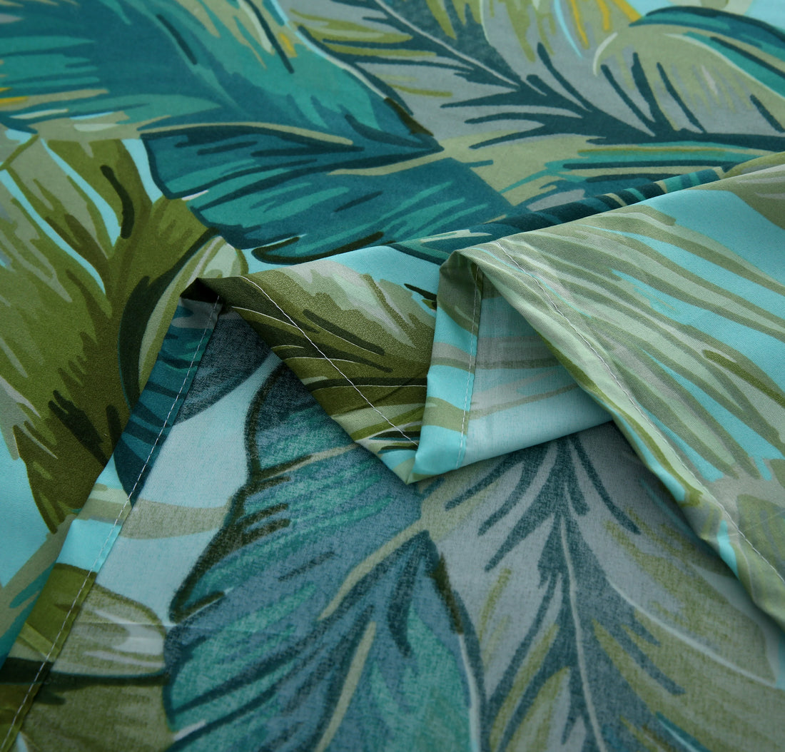 6 Piece Teal and Green Tropical Leaf | Nature-Inspired Duvet Cover Set-2053