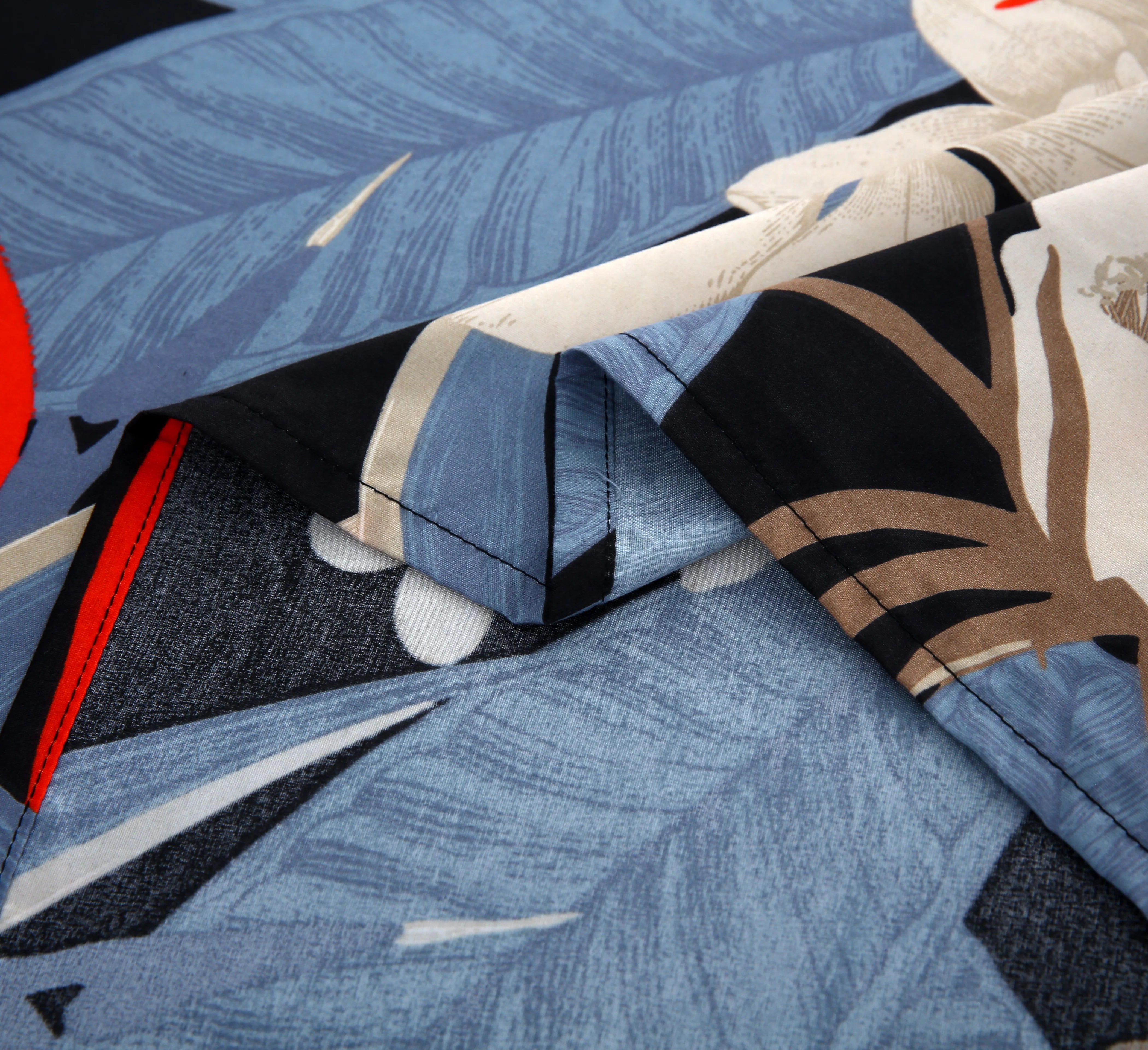 Close-up of a kimono with blue and black patterns