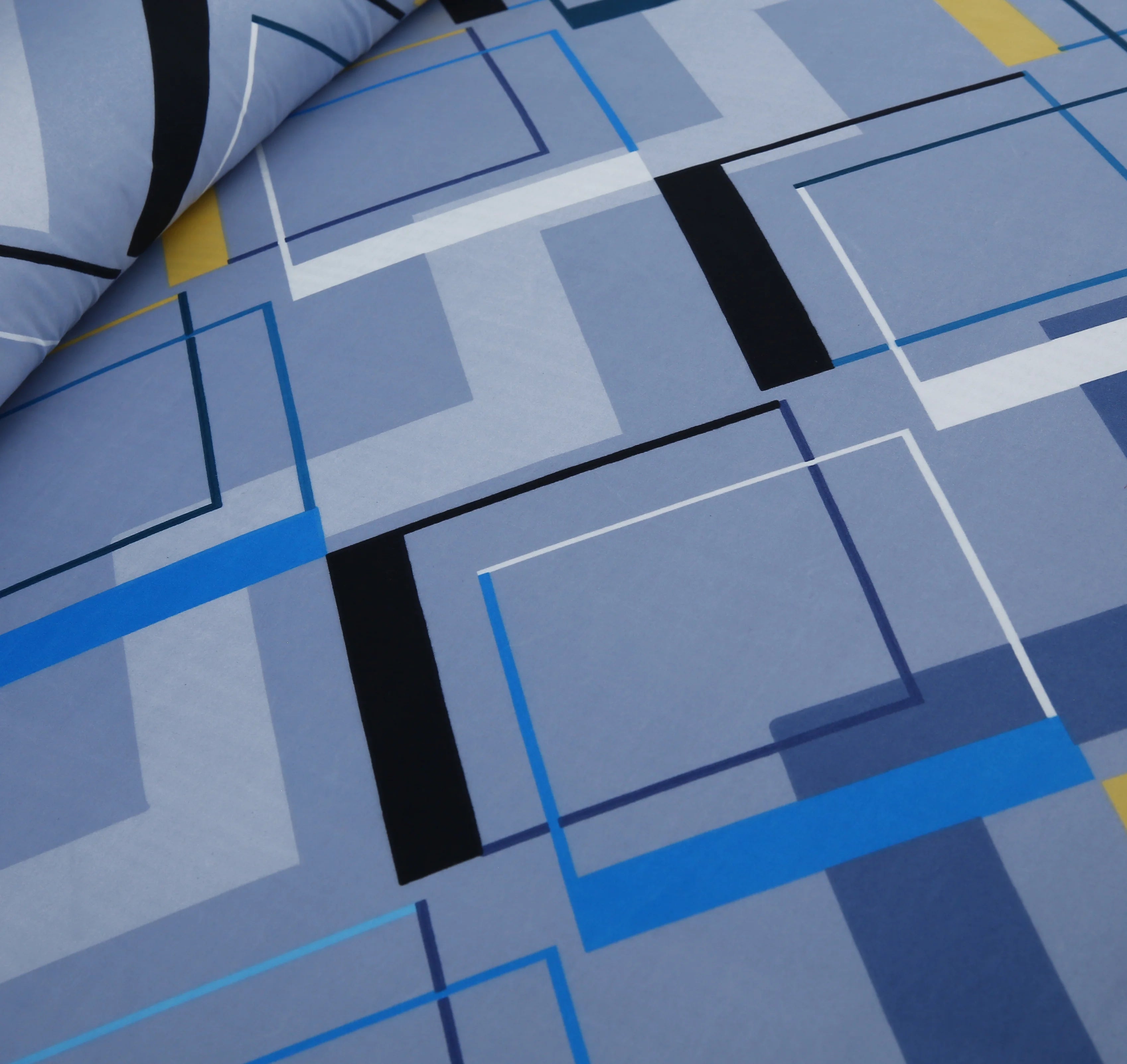 3 piece Blue Geometric Elegance | Modern Style & Comfort Bedsheet Set-2056