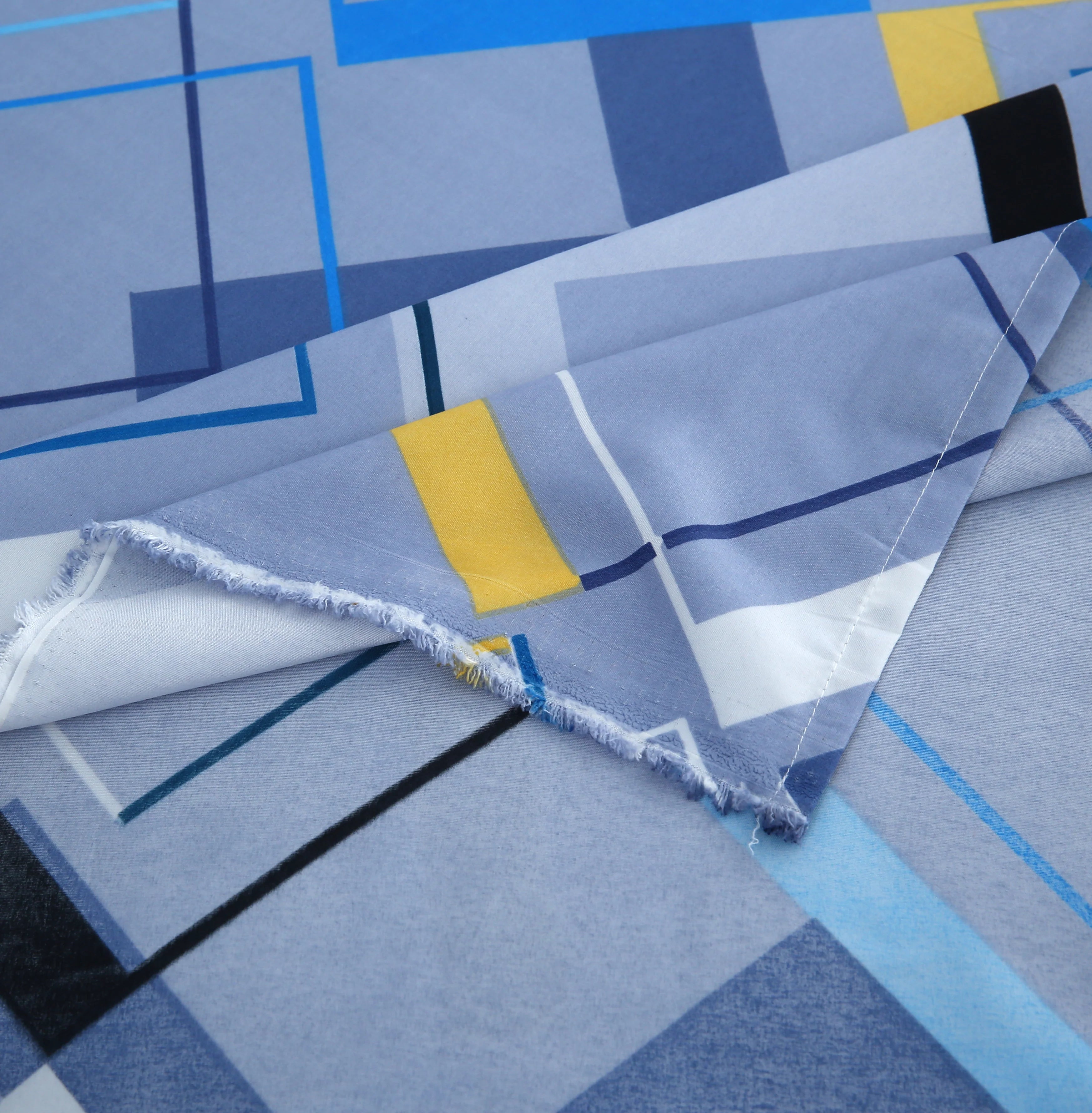 3 piece Blue Geometric Elegance | Modern Style & Comfort Bedsheet Set-2056