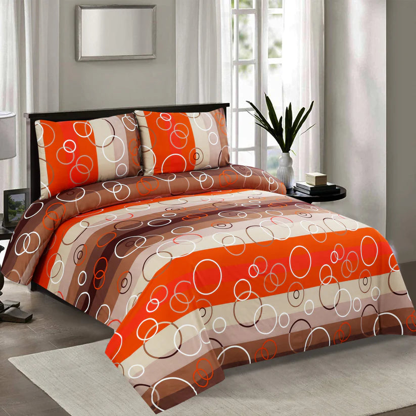 Bedding set with circular pattern in a bedroom setting