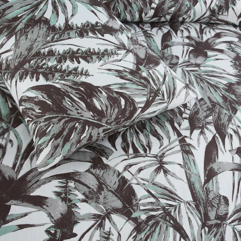6 Piece - Palm Leaves Flowered Duvet Cover Set - 2062