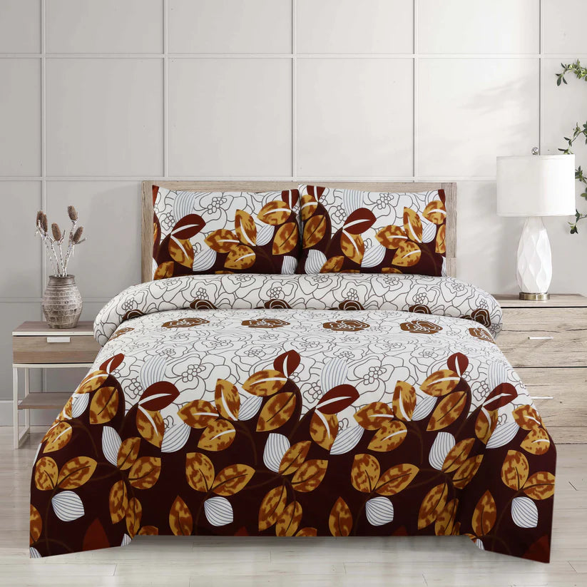 3 Piece - Graphite Floral Bedsheet Set - 2061