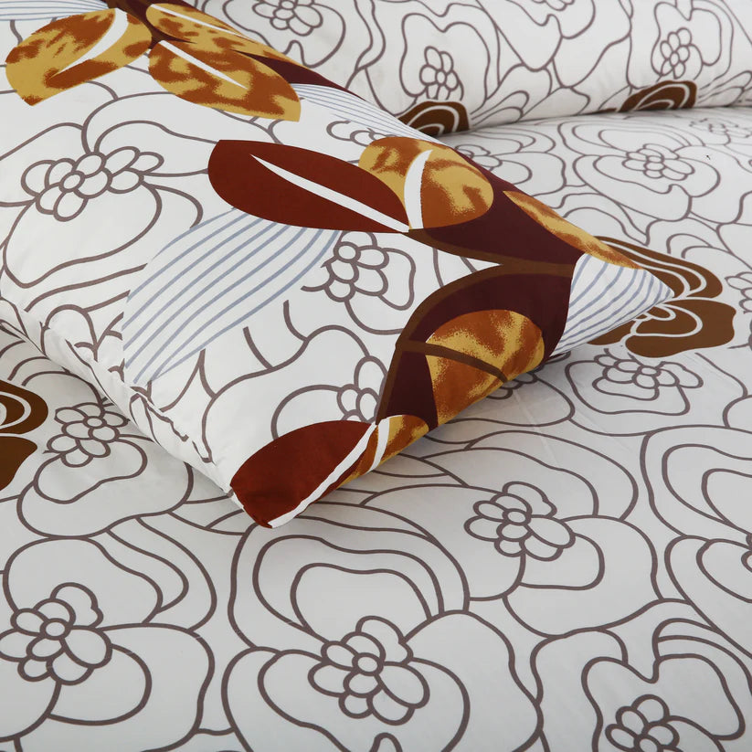 3 Piece - Graphite Floral Bedsheet Set - 2061